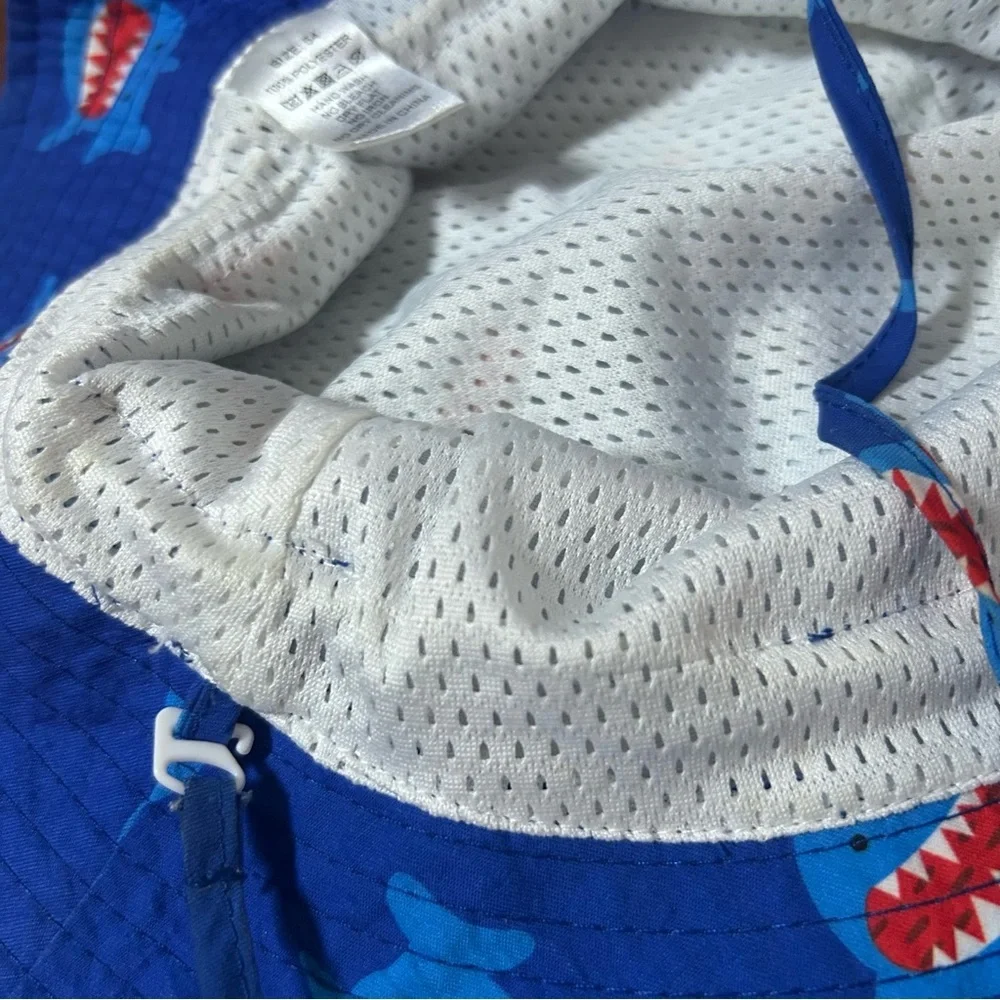 Shark Sun Hat UPF 50 • 3–5T • Adjustable/Removable Strap • Beach & Pool Ready 🦈
